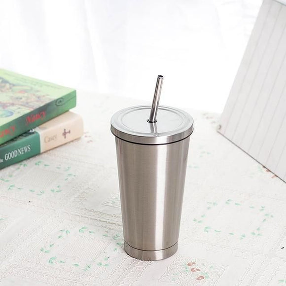 Stainless Steel Straw Tumbler – 470ml / 520ml | Insulated & Sleek Design 🥤✨