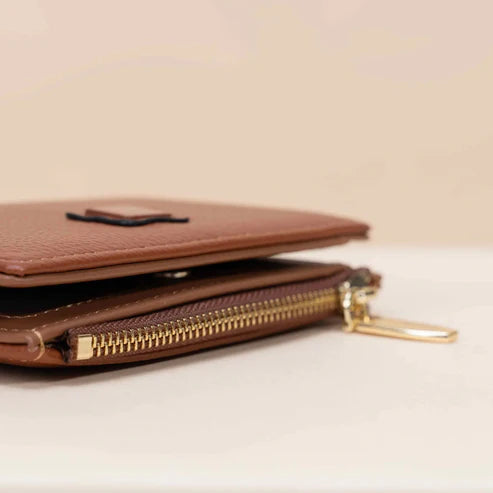 Buy brown Small Classic Bi-Fold Women’s Wallet – Slim Purse with 4 Card Slots, Coin Zipper Pocket, Long Bill