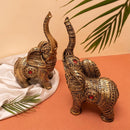 Set Of 2 Trunk Up Elephant Family Statue Showpiece Figurine indian Handicraft-1