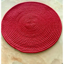 Handwoven Red Jute Round Mat – Eco-Friendly Braided Floor Rug for Living Room, Dining Table, Kitchen & Home Décor-3
