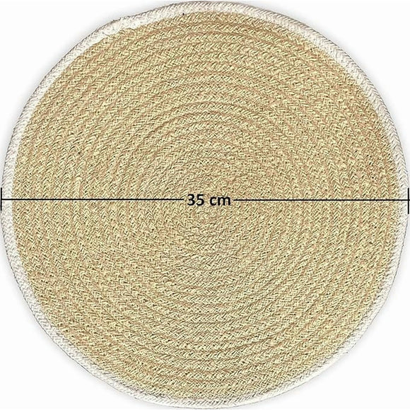 Natural Round Jute Mat – Handwoven Eco-Friendly Floor Rug for Home, Entryway, Kitchen & Living Room Décor (Single Piece, Beige)