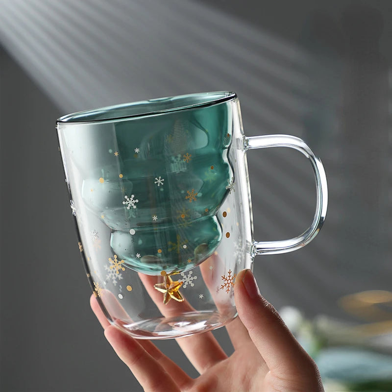 Christmas Wish Glass Cup Cute Coffee Mug Cartoon Christmas - 0