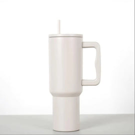 Buy beige Stainless Steel Tumbler – Matte Finish |Sipper | Leak-Proof | With 2 Straw &amp; Brush 1.2L