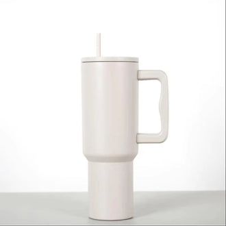 Buy beige Stainless Steel Tumbler – Matte Finish |Sipper | Leak-Proof | With 2 Straw &amp; Brush 1.2L