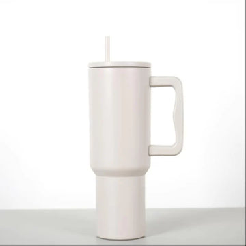 Buy beige Stainless Steel Tumbler – Matte Finish |Sipper | Leak-Proof | With 2 Straw &amp; Brush 1.2L