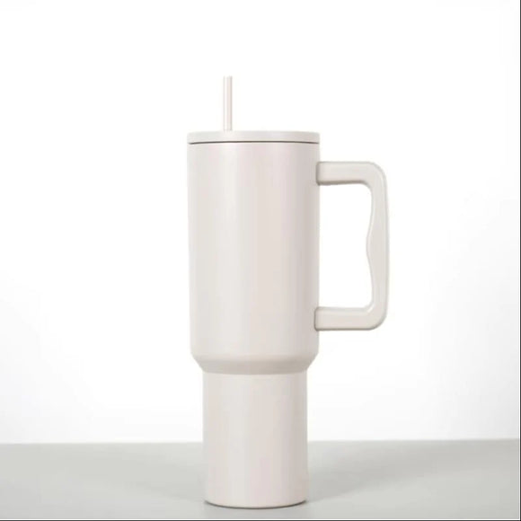 Stainless Steel Tumbler – Matte Finish |Sipper | Leak-Proof | With 2 Straw & Brush 1.2L