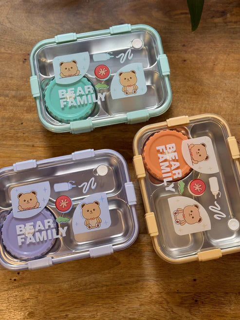 Bear Family Bento Stainless Steel lunch box - 0