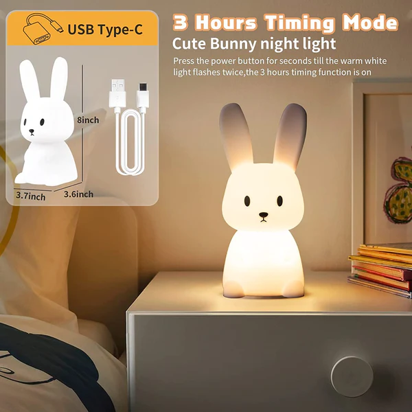 Cute Silicone Bunny Night Light