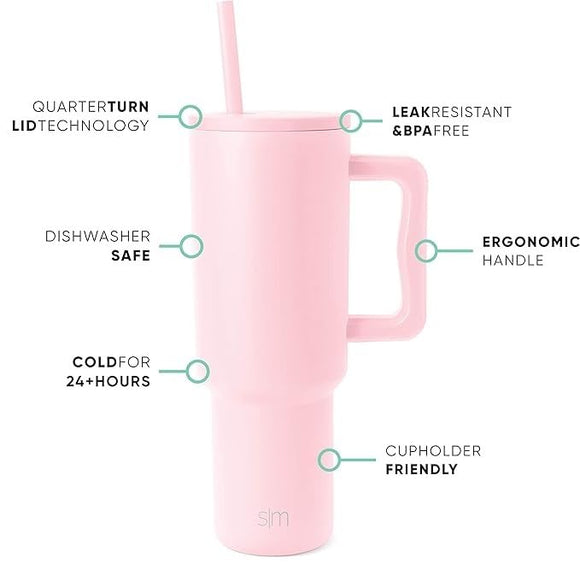 Stainless Steel Tumbler – Matte Finish |Sipper | Leak-Proof | With 2 Straw & Brush 1.2L