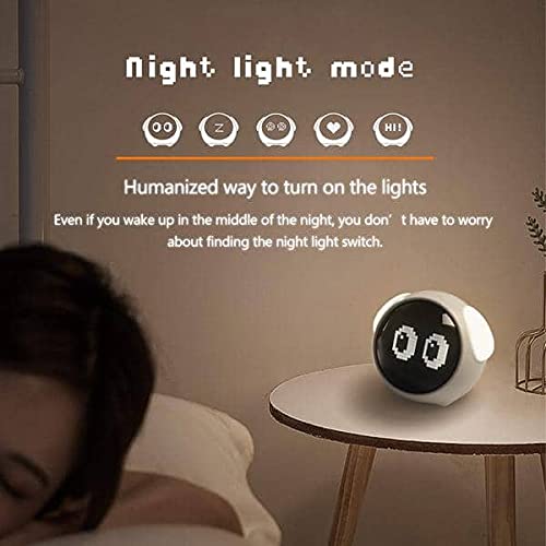 Emoji Alarm Clock Children Digital Clock Night Light Dynamic Emoji, Snooze Function Sounds with Temperature,Voice Control