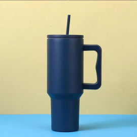 Stainless Steel Tumbler – Matte Finish |Sipper | Leak-Proof | With 2 Straw & Brush 1.2L