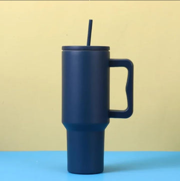 Stainless Steel Tumbler – Matte Finish |Sipper | Leak-Proof | With 2 Straw & Brush 1.2L