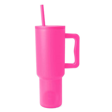 Buy dark-pink Stainless Steel Tumbler – Matte Finish |Sipper | Leak-Proof | With 2 Straw &amp; Brush 1.2L