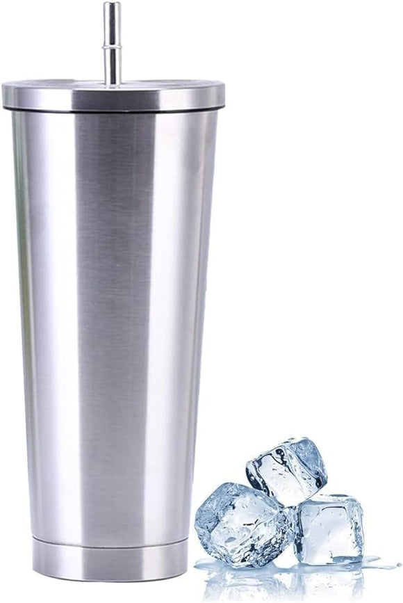 Stainless Steel Straw Tumbler – 470ml / 520ml | Insulated & Sleek Design 🥤✨