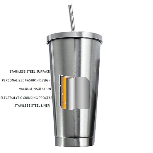 Stainless Steel Straw Tumbler – 470ml / 520ml | Insulated & Sleek Design 🥤✨