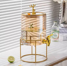 Reindeer Crown Glass Beverage Dispenser