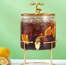 Reindeer Crown Glass Beverage Dispenser - 0
