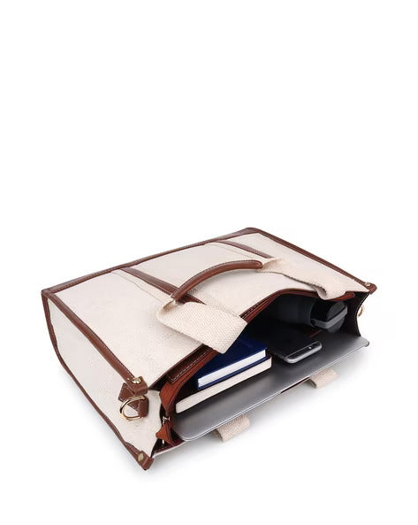 Casual Luxe: Two-Compartment Canvas Handbag