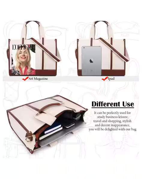 Casual Luxe: Two-Compartment Canvas Handbag