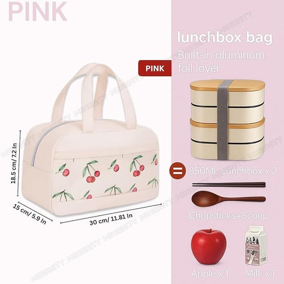 Insulated Lunch Bag for Women – Reusable Lunch Tote with Zipper Closure, Lightweight Thermal Lunch Purse for Work, School & Travel