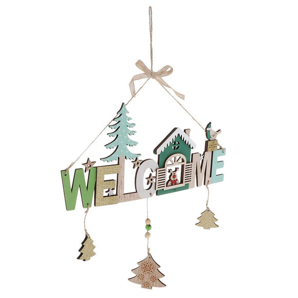 wooden christmas welcome hanging plaque wall door decors xmas tree