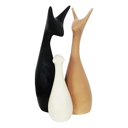 Deer Family Set of 3 Ceramic Figurine showpiece, Animal Statue for Indoor, Office Decor - 0