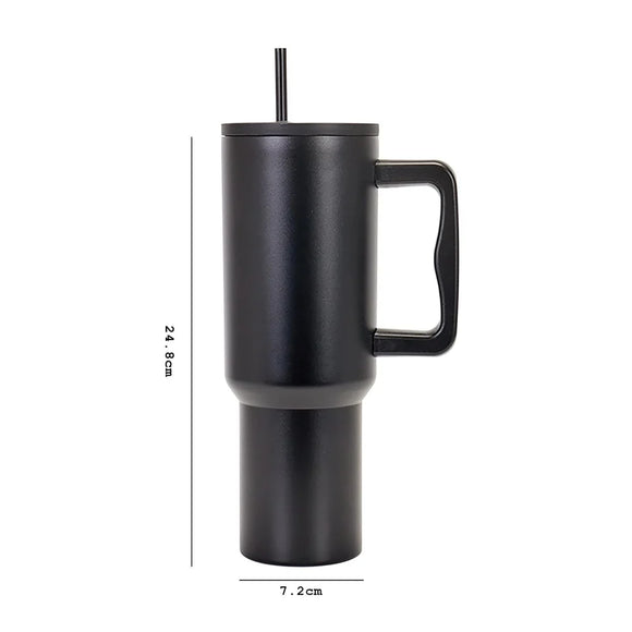 Stainless Steel Tumbler – Matte Finish |Sipper | Leak-Proof | With 2 Straw & Brush 1.2L