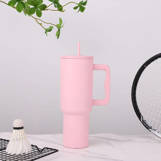 Buy pink Stainless Steel Tumbler – Matte Finish |Sipper | Leak-Proof | With 2 Straw &amp; Brush 1.2L