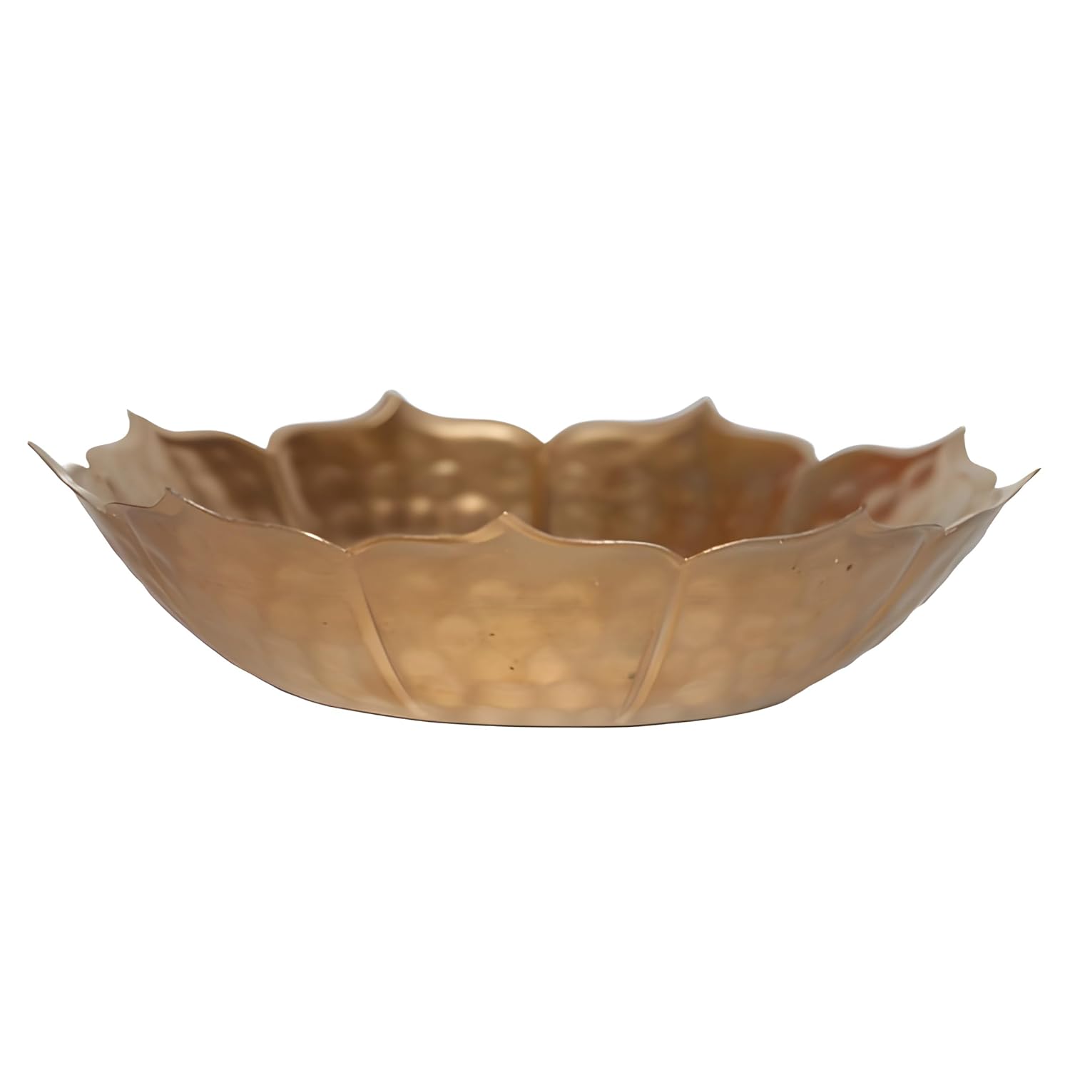 Metal Urli Bowl for Pooja (25x25x6.5) cm Golden Lotus Flower Style Diya Candle Holder for Home Living Room Office Decoration