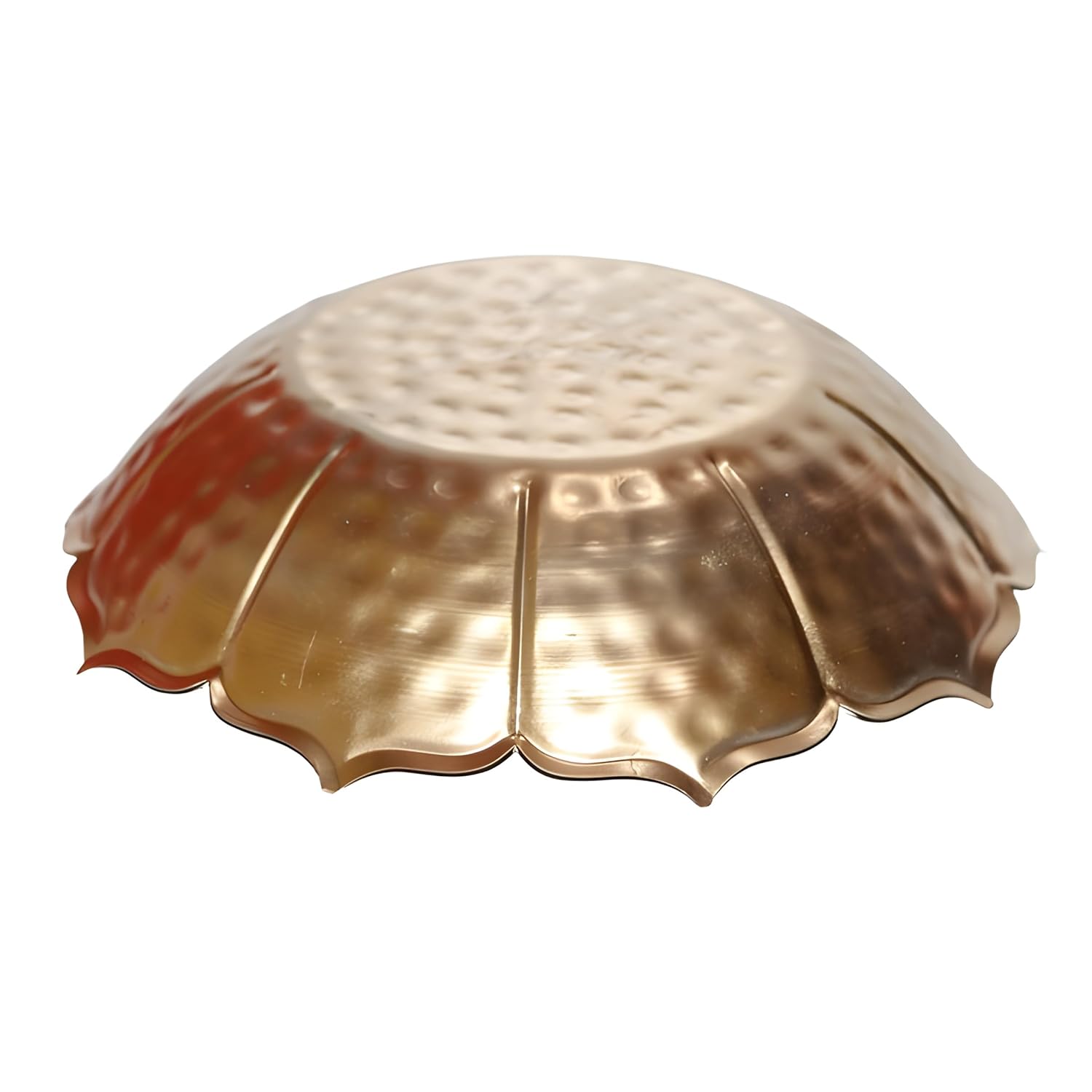 Metal Urli Bowl for Pooja (25x25x6.5) cm Golden Lotus Flower Style Diya Candle Holder for Home Living Room Office Decoration