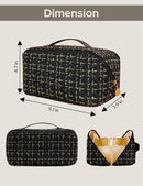 Large Capacity Woolen Weave Cosmetic Travel Bag with Handle & Divider – Portable Makeup & Toiletry Organizer for Women-2