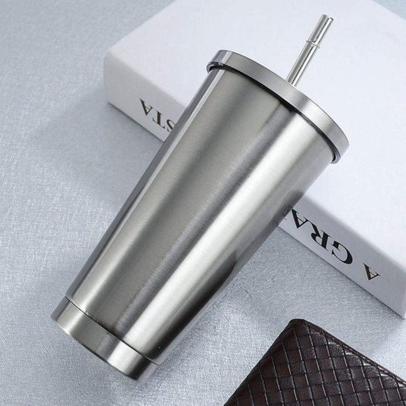 Stainless Steel Straw Tumbler – 470ml / 520ml | Insulated & Sleek Design 🥤✨