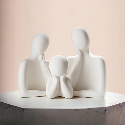 Couple Family Statue | Ceramic Thinker Sculpture | Home Decor Items for Living Room