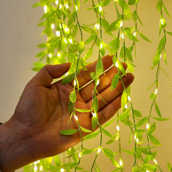 Leaf Curtain LED String Light,- Ideal for Bedroom, Garden, Birthday & Festive Decor (Warm White)