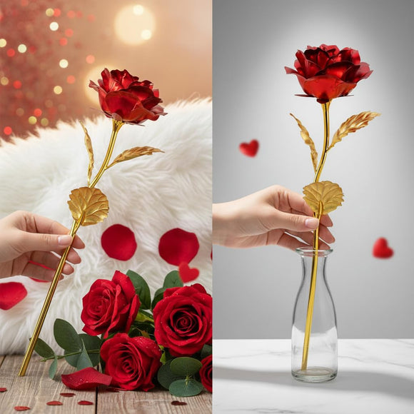 Luxury Red & Gold Everlasting Rose in Premium Gift Box