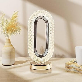 Oval Crystal Stand Night Lamp | LED Touch Night Lamp | Decorative for Desk and Table