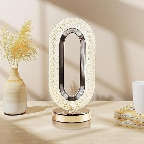 Oval Crystal Stand Night Lamp | LED Touch Night Lamp | Decorative for Desk and Table