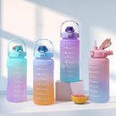 Motivational Water Bottle with Straw Time Marker, Set Of 3 Pcs Leakproof Durable Wide Mouth Sipper-1