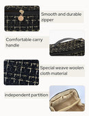 Large Capacity Woolen Weave Cosmetic Travel Bag with Handle & Divider – Portable Makeup & Toiletry Organizer for Women-3