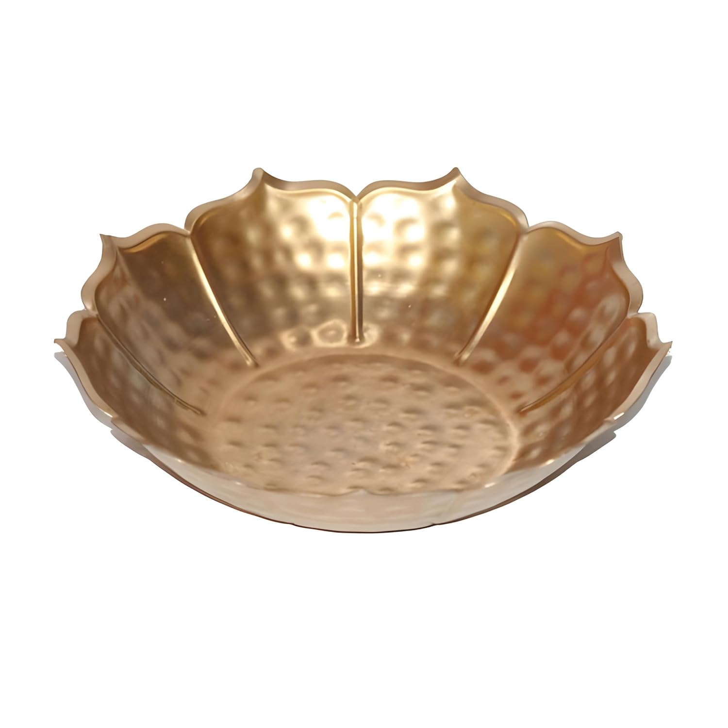 Metal Urli Bowl for Pooja (25x25x6.5) cm Golden Lotus Flower Style Diya Candle Holder for Home Living Room Office Decoration