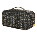 Large Capacity Woolen Weave Cosmetic Travel Bag with Handle & Divider – Portable Makeup & Toiletry Organizer for Women-1