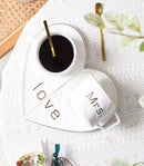 Mr and Mrs Ceramic mug || Couple Coffee Cup and Tea Mugs with Heart Shape Saucer & Stainless Spoon || Microwave Safe, Dishwasher Safe| Valentine Day Gift Mug. (white)-2