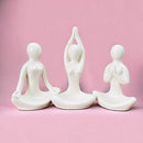 Yoga Girl Statue | Set of 3 | Minimalist Ceramic Meditation Thinker Sculpture | Decorative | Yoga Statues-3