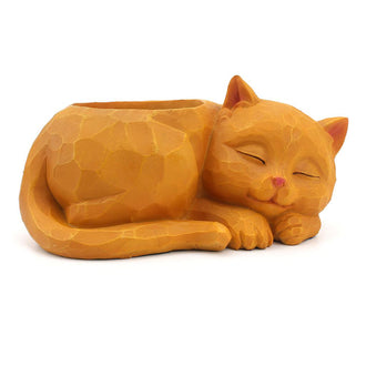 3D Sleeping for Cat Resin Flower Pot Succulents Bonsai Cactus Plants - 0