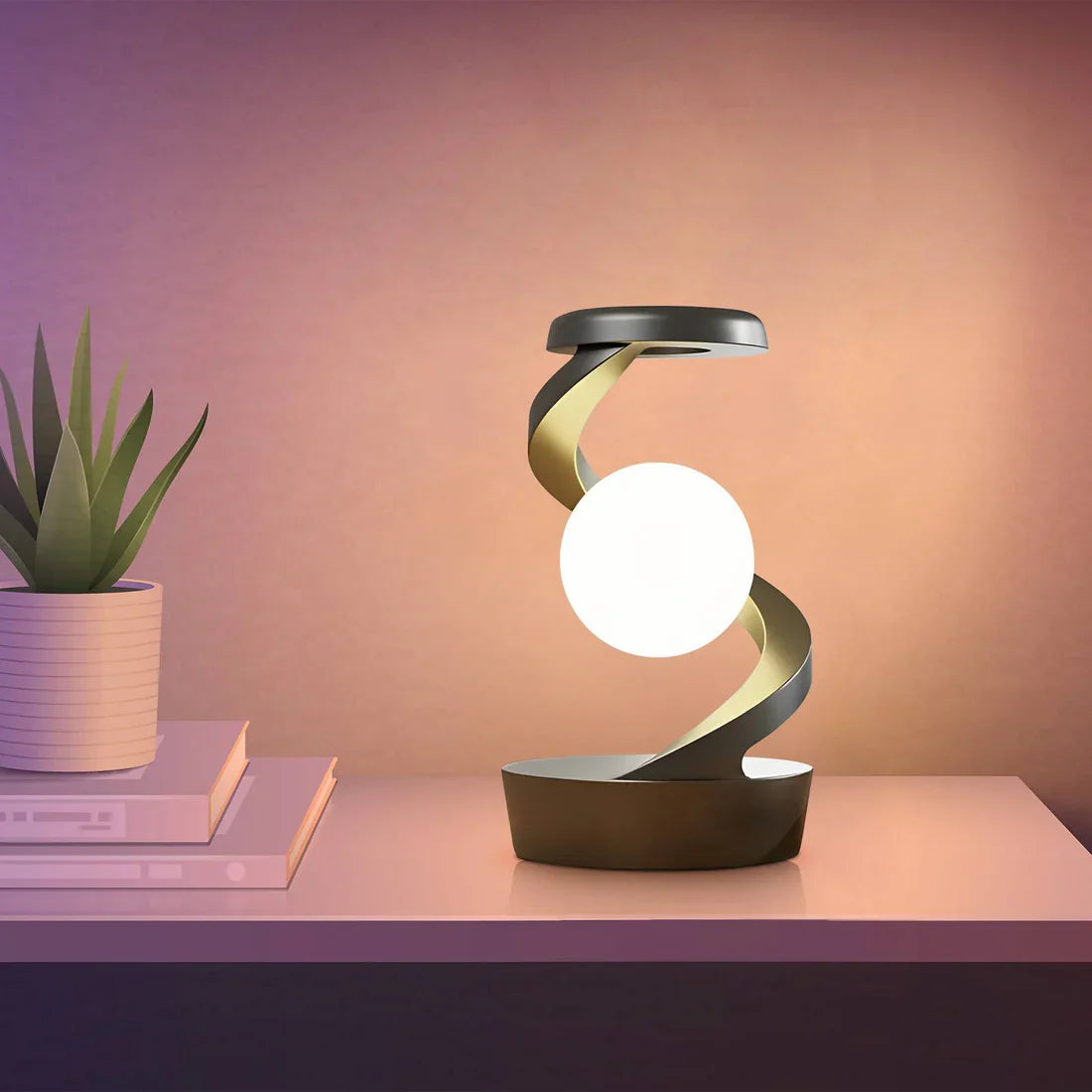 Rotating Wireless RGB Floating Moon Lamp - 0