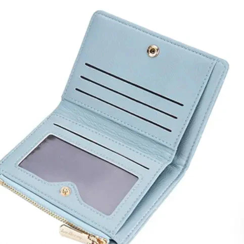 Small Classic Bi-Fold Women’s Wallet – Slim Purse with 4 Card Slots, Coin Zipper Pocket, Long Bill
