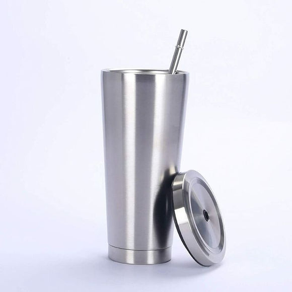 Stainless Steel Straw Tumbler – 470ml / 520ml | Insulated & Sleek Design 🥤✨