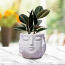 Face White Ceramic Pots for Indoor Plants, Planters Succulent (H - 10 X D - 10 cm)-2