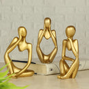 TIED RIBBONS Set of 3 Modern Art Man Showpiece Abstract Thinker Statue for Home Decor Items Decorative Showpiece - 13 cm-3