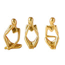 TIED RIBBONS Set of 3 Modern Art Man Showpiece Abstract Thinker Statue for Home Decor Items Decorative Showpiece - 13 cm-1